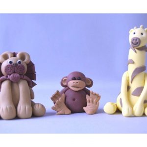 cute girafffe, lion and monkey figure cake topper class at the London cake academy