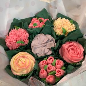 top view of a cupcake bouquet
